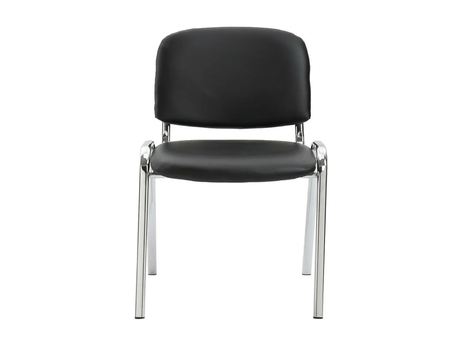 Lot de 4  Chaise de conférence - Similicuir & Métal chromé - Noir - Ken