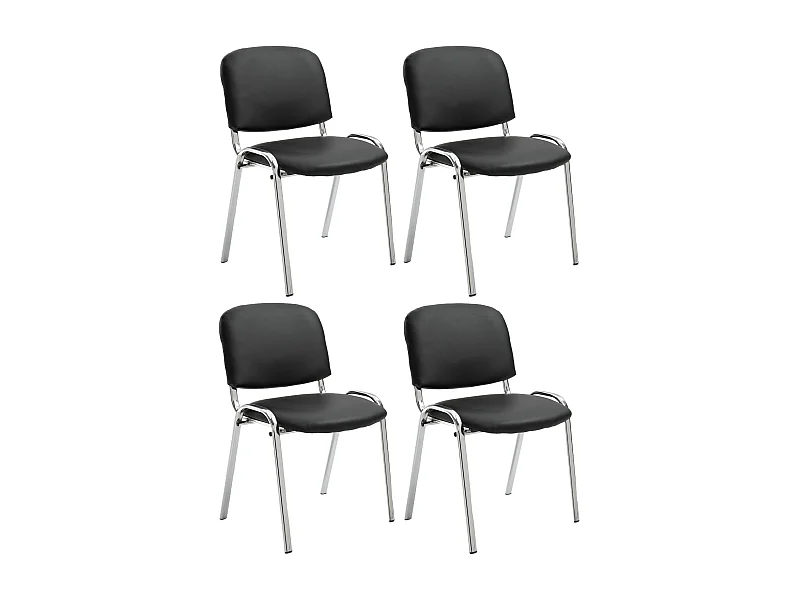 Lot de 4  Chaise de conférence - Similicuir - Noir - Ken