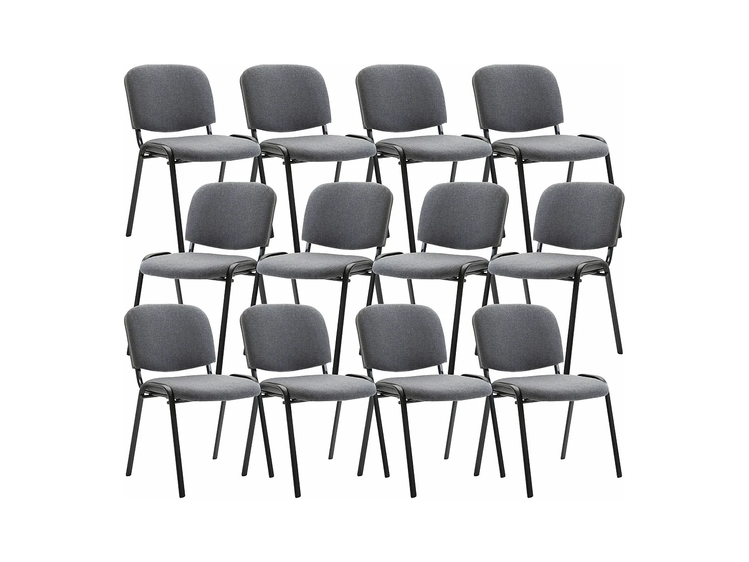 Lot de 12  Chaise de conférence - Tissu & Métal - Gris - Ken
