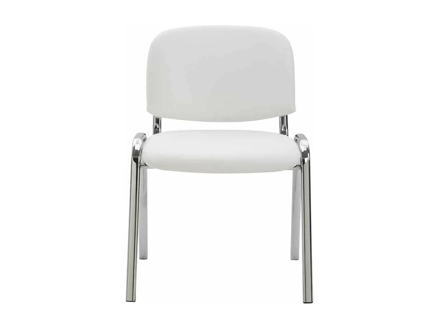 Lot de 4  Chaise de conférence - Similicuir & Métal chromé - Blanc - Ken