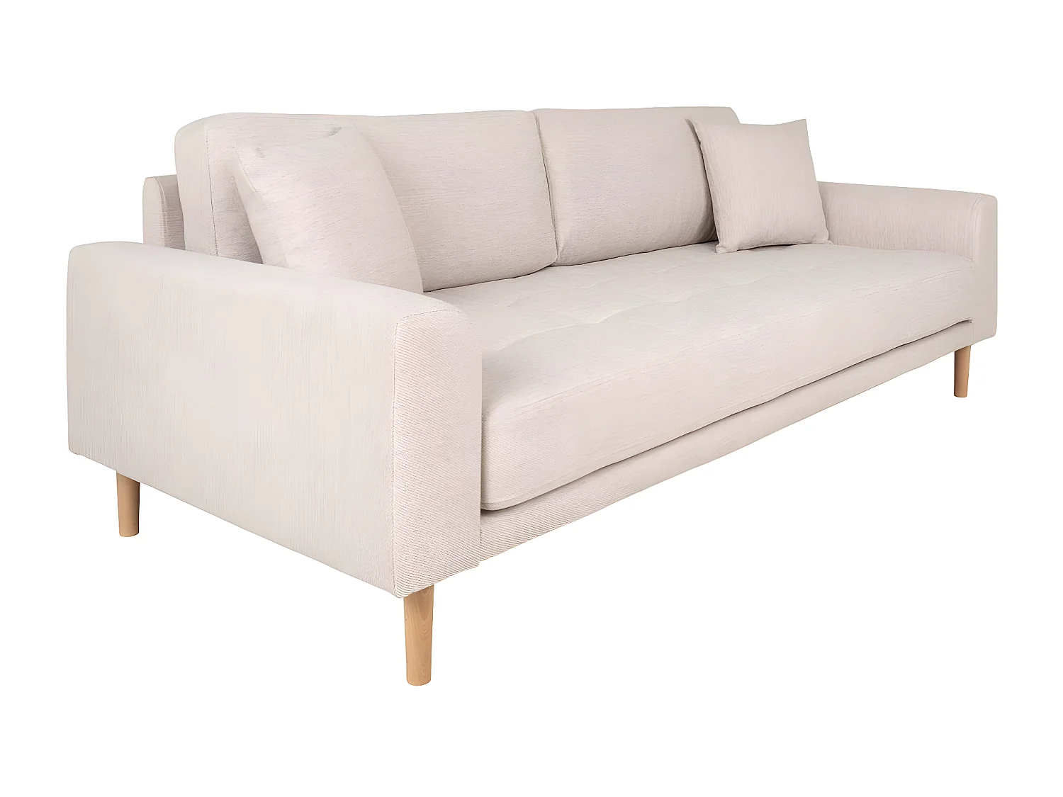 Lido canapé 3 personnes avec 2 coussins sable.