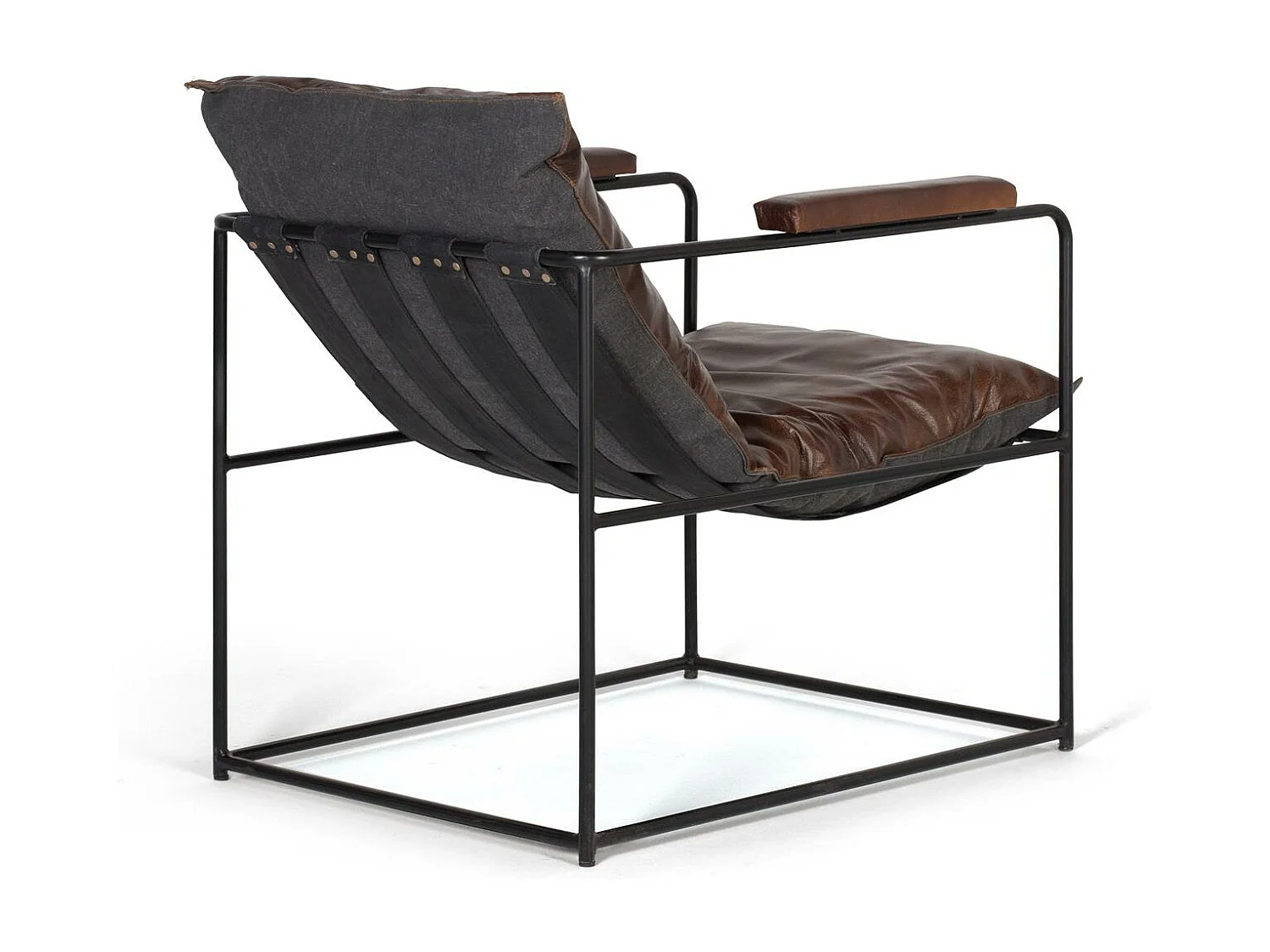 Fauteuil cuir marron et métal