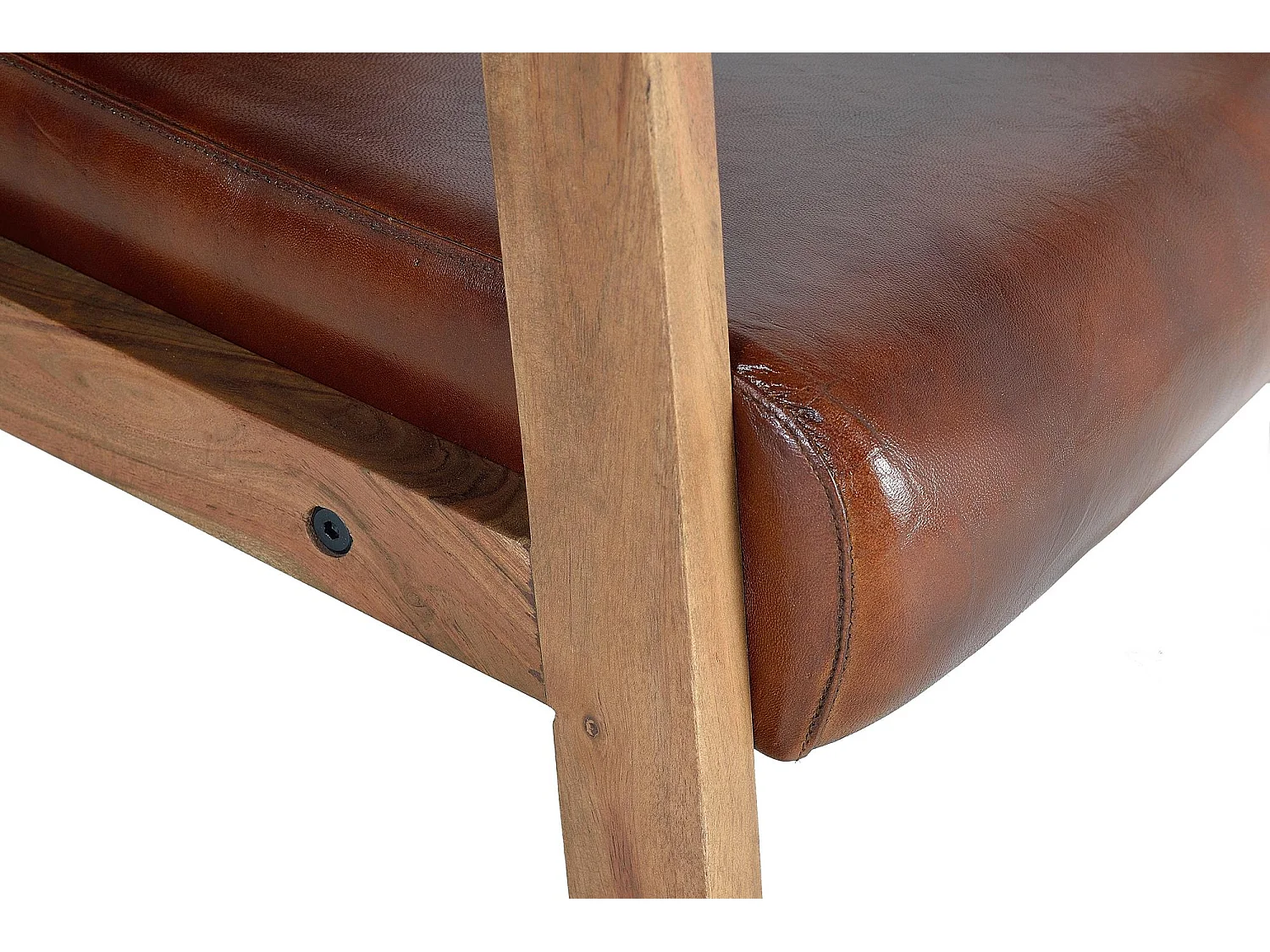 Brauner Sessel aus Leder und Metall