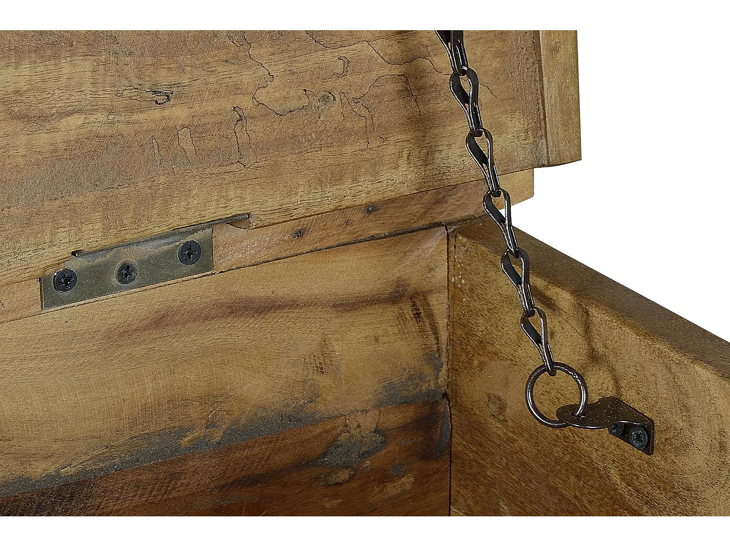 Tafelonderstel van gerecycled hout en veelkleurige metalen roulettes