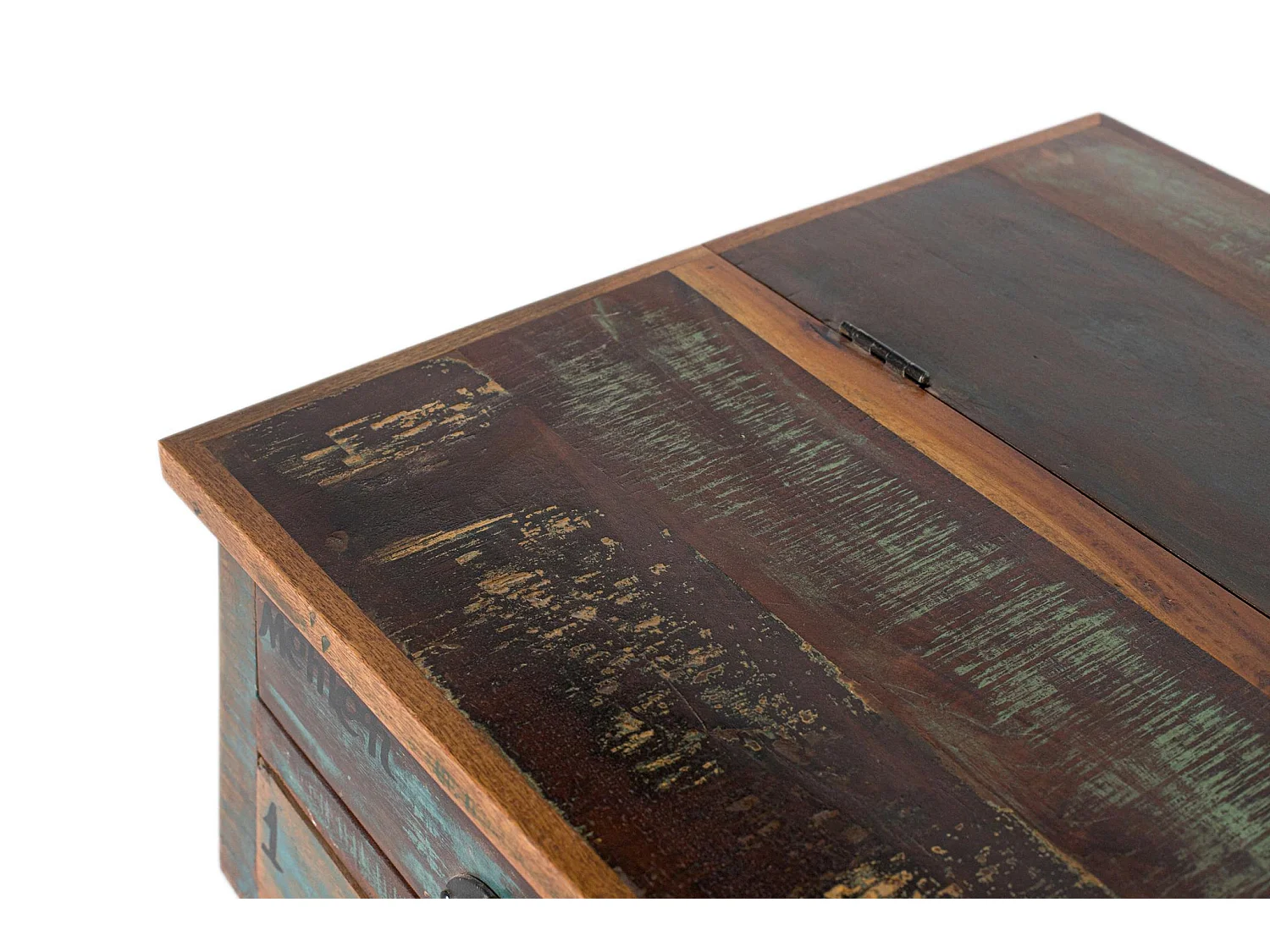 Table basse en bois recyclé 110 cm, style vintage moderne - 42 x 110 x 70 cm