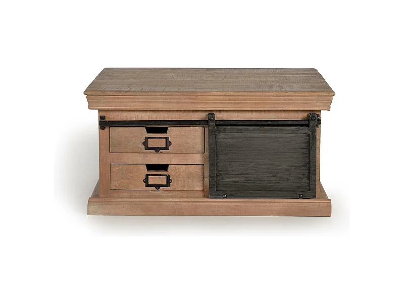 Couchtisch aus Mangoholz und Beine aus natürlichem Metall, Braun, Giner und Colomer, 45 x 90 x 90