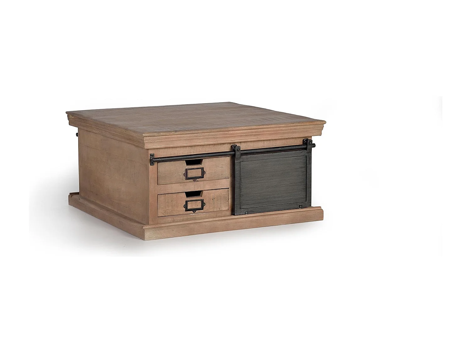 Tavolino in legno di mango e gambe in metallo naturale Marrón .45x90x90 Giner y Colomer