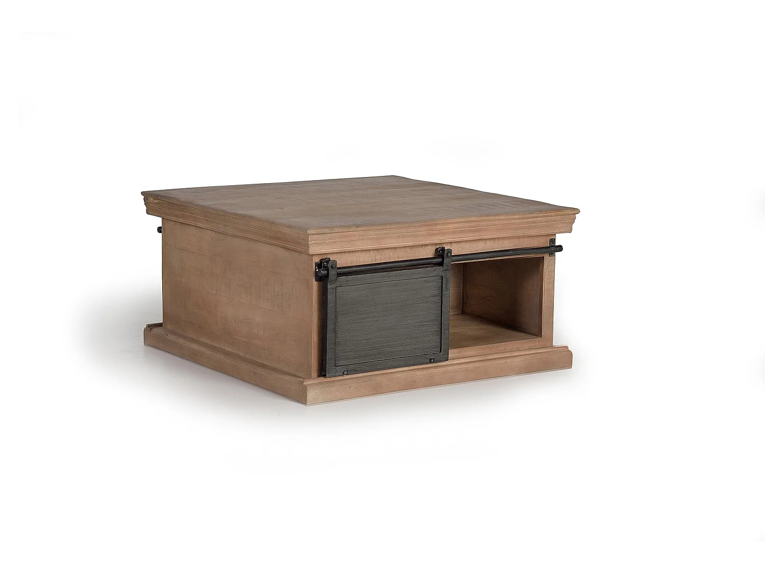 Tavolino in legno di mango e gambe in metallo naturale Marrón .45x90x90 Giner y Colomer