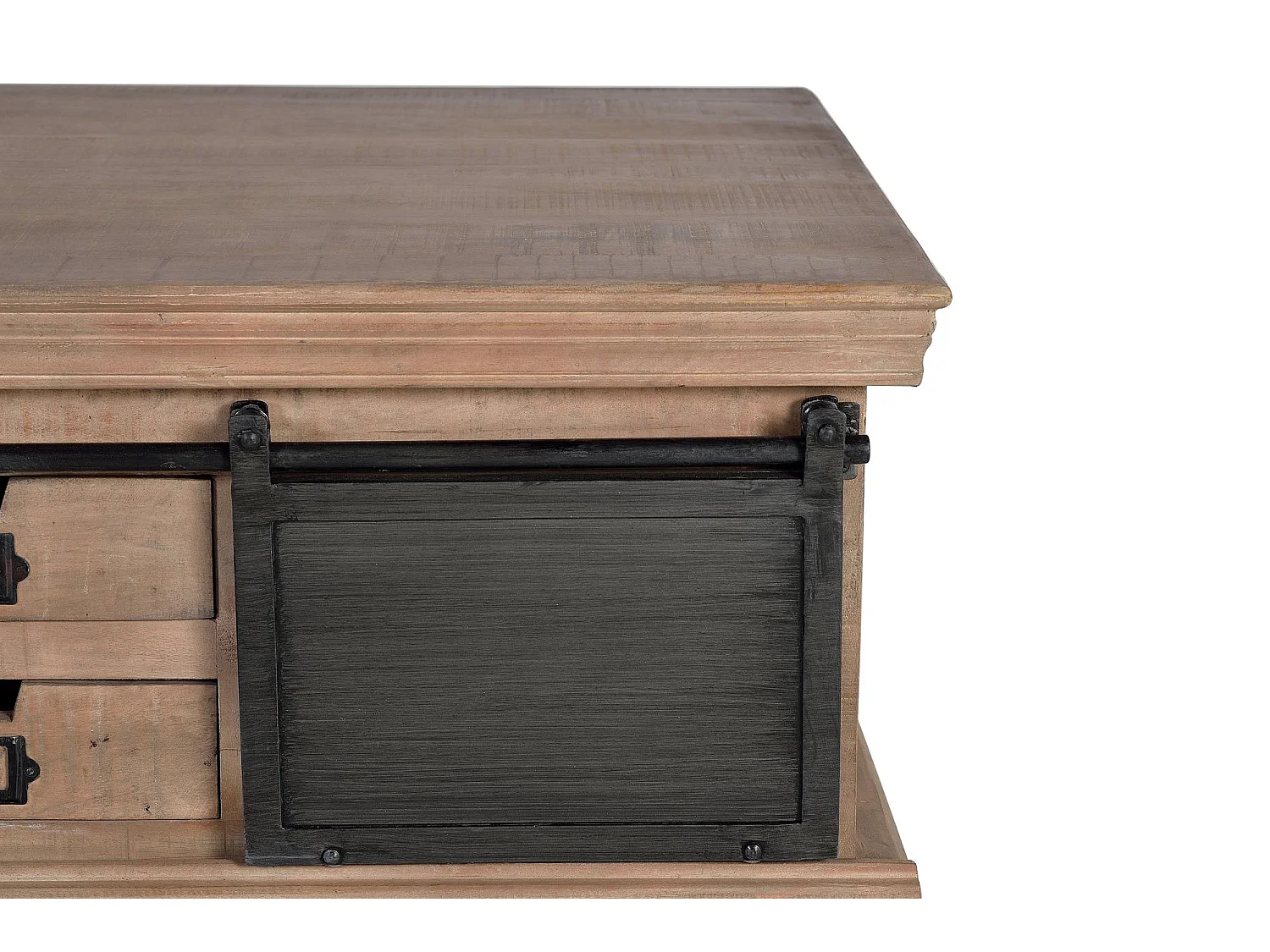 Tavolino in legno di mango e gambe in metallo naturale Marrón .45x90x90 Giner y Colomer