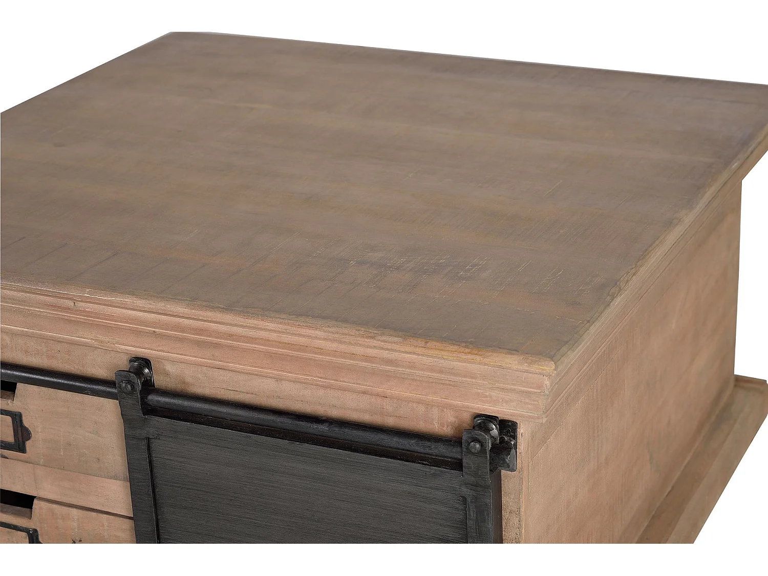 Tavolino in legno di mango e gambe in metallo naturale Marrón .45x90x90 Giner y Colomer