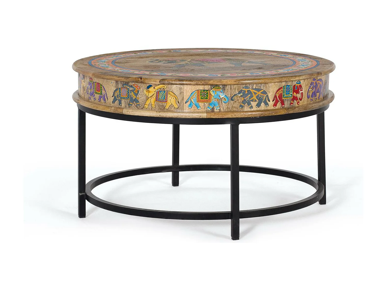 Mesa de centro de madera de mango y metal multicolor