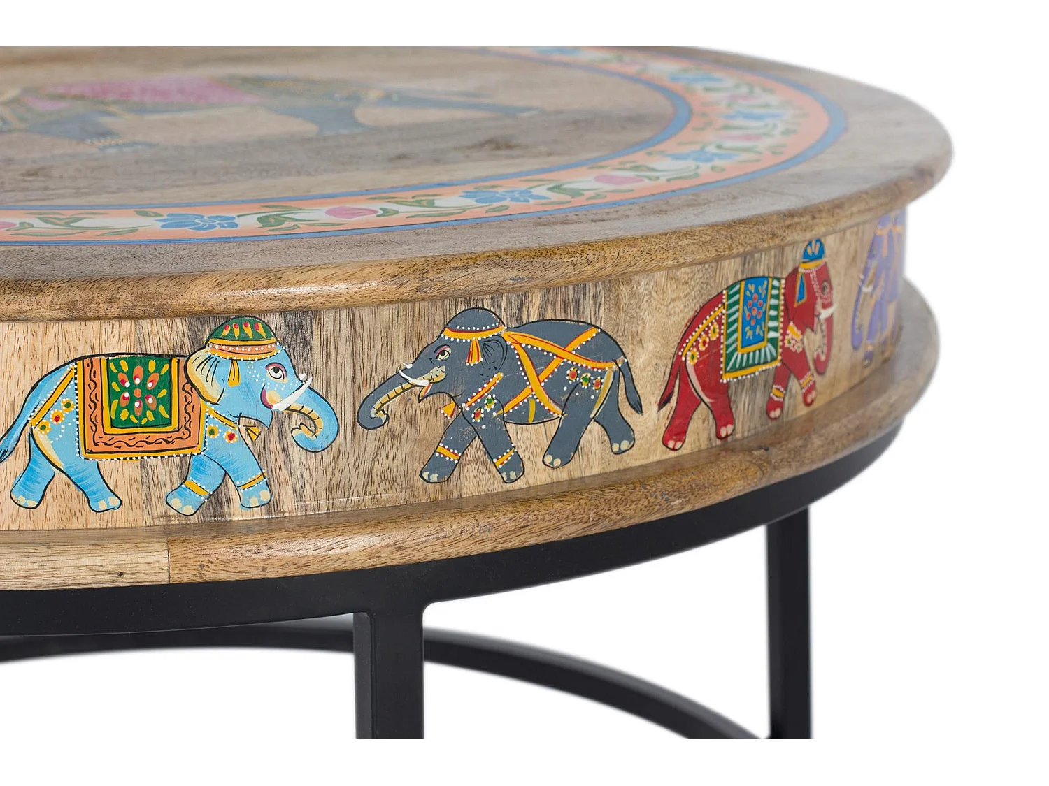 Mesa de centro de madera de mango y metal multicolor