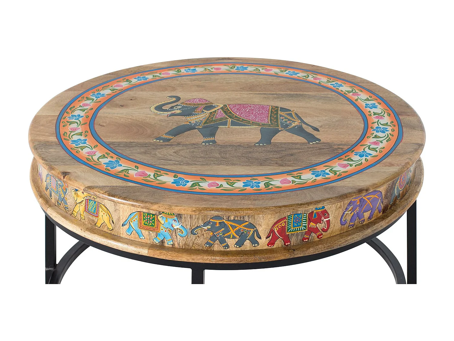 Mesa de centro de madera de mango y metal multicolor