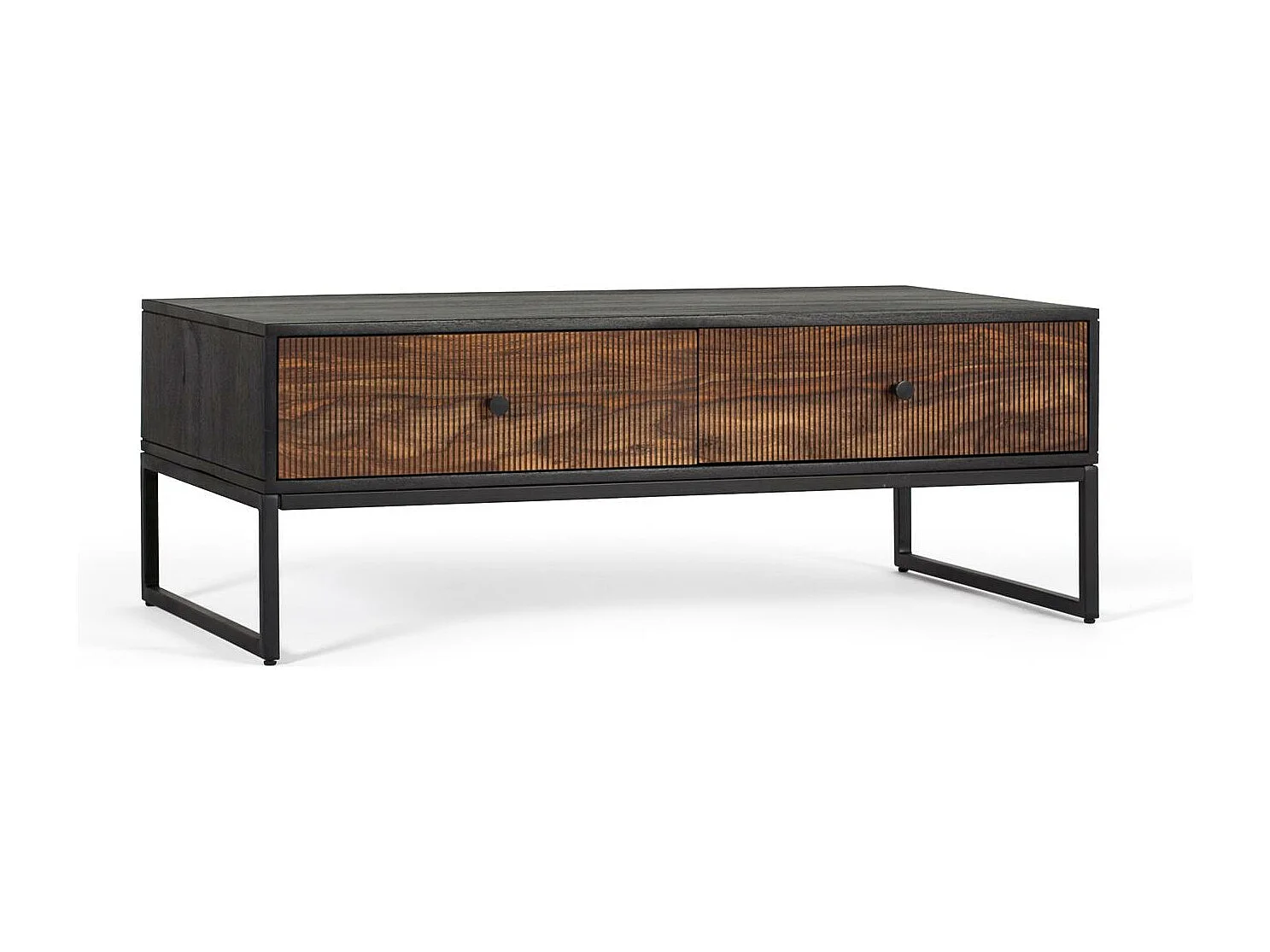 Table basse bois palissandre et manguier avec métal