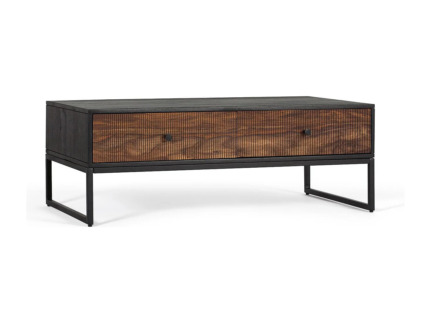 Table basse bois palissandre et manguier avec métal