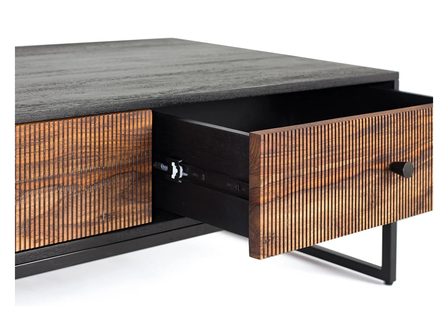 Table basse bois palissandre et manguier avec métal