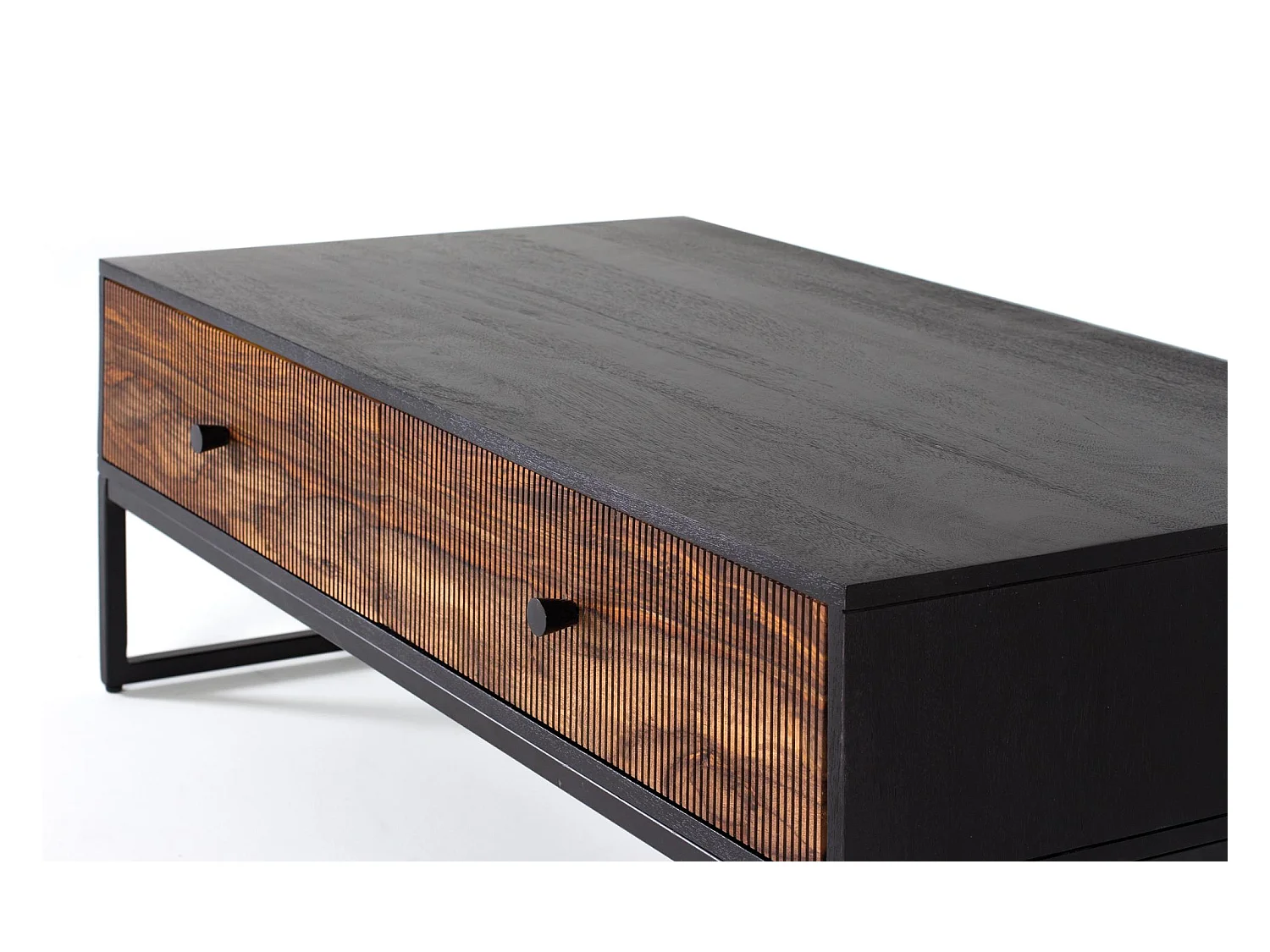 Table basse bois palissandre et manguier avec métal