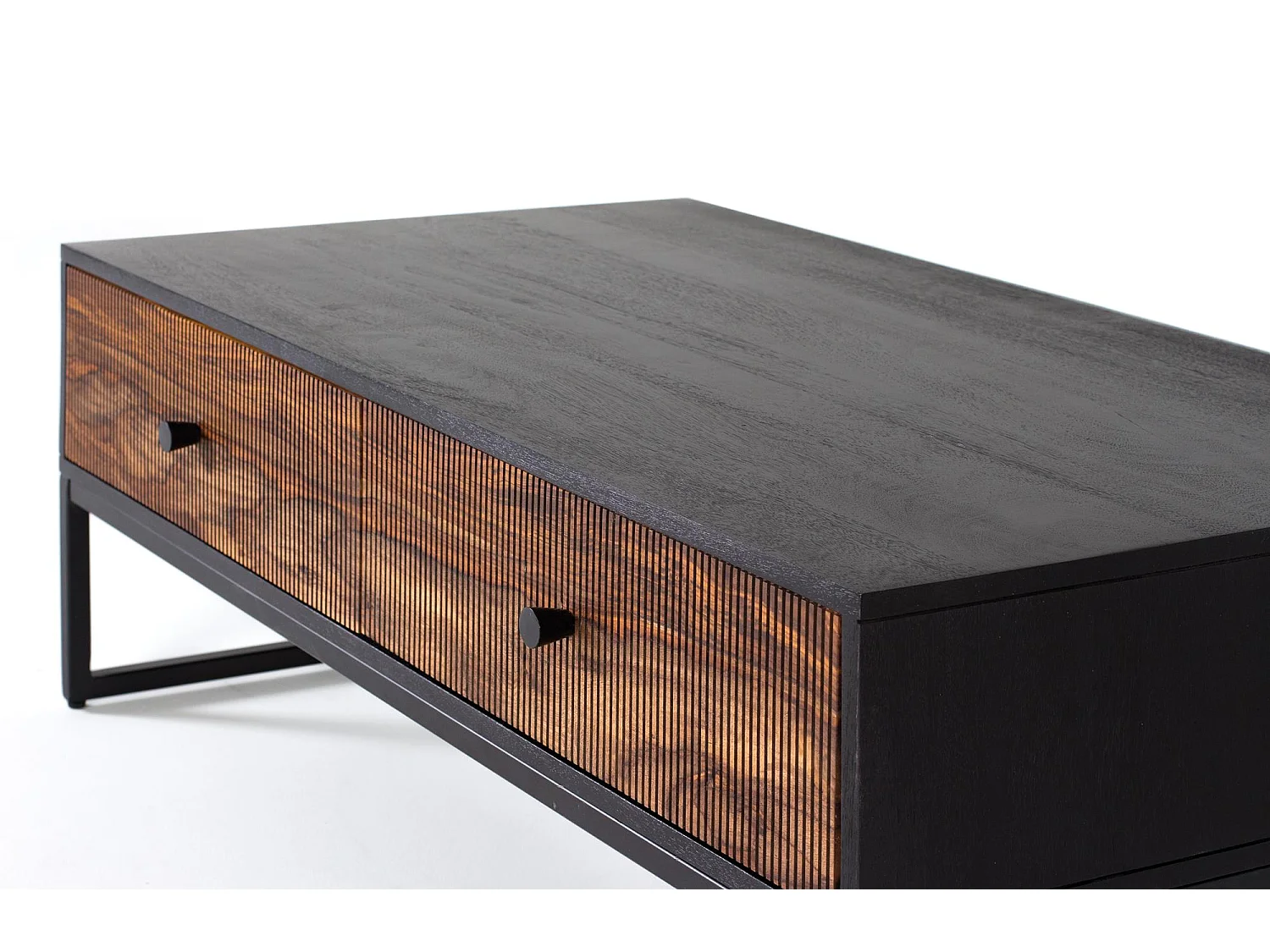 Table basse bois palissandre et manguier avec métal