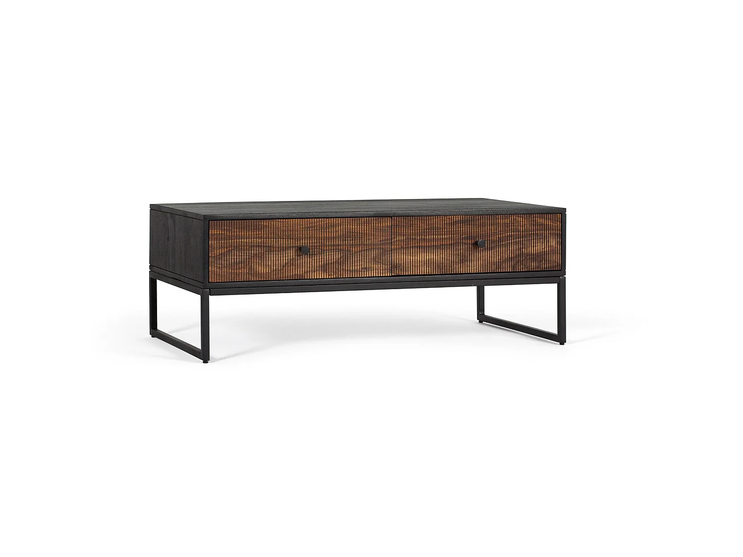 Tables basses en bois de manguier 110 cm, style rustique moderne - 40 x 110 x 60 cm
