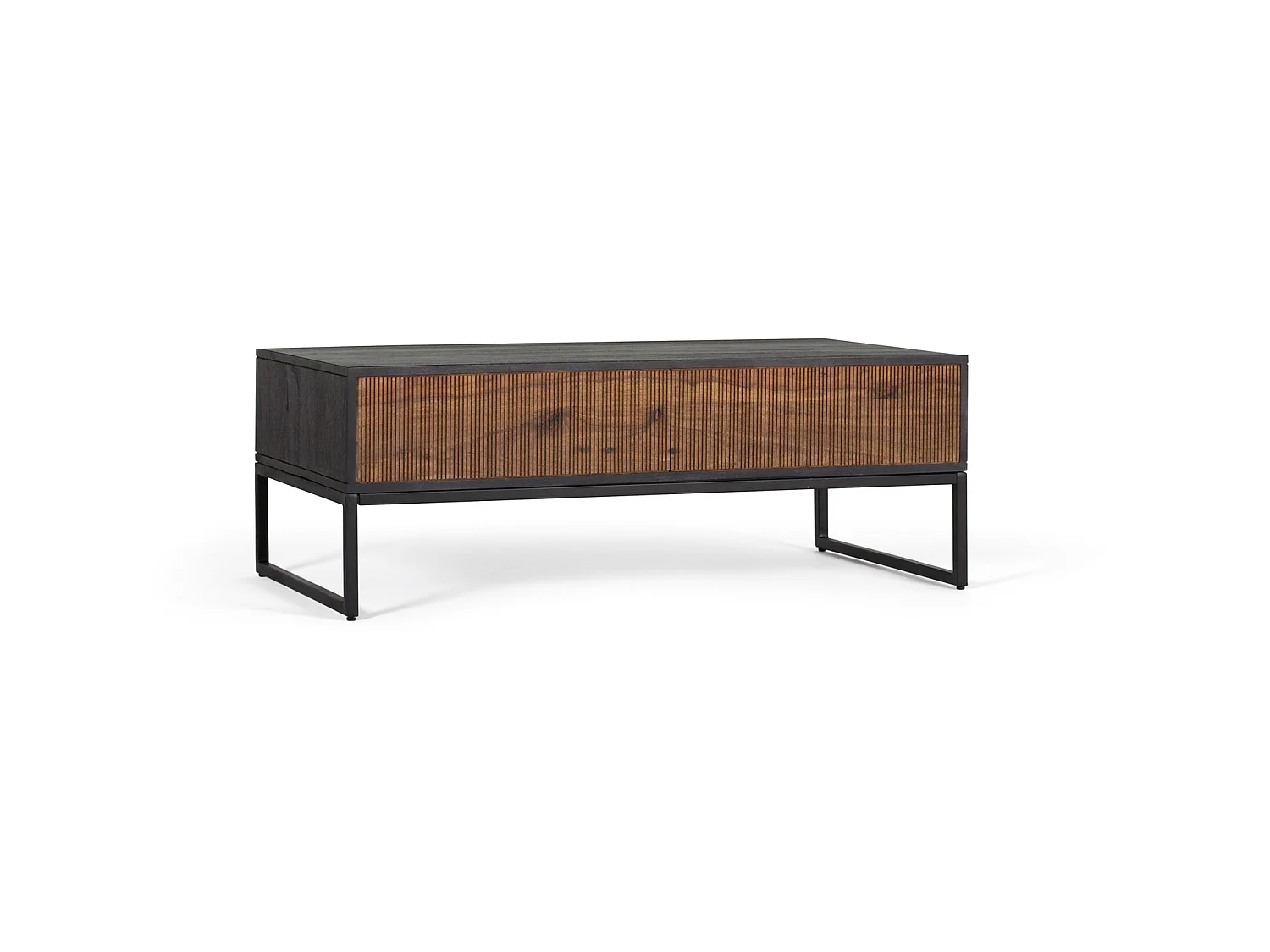 Tables basses en bois de manguier 110 cm, style rustique moderne - 40 x 110 x 60 cm