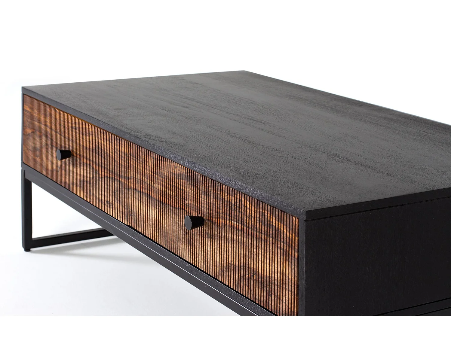 Tables basses en bois de manguier 110 cm, style rustique moderne - 40 x 110 x 60 cm