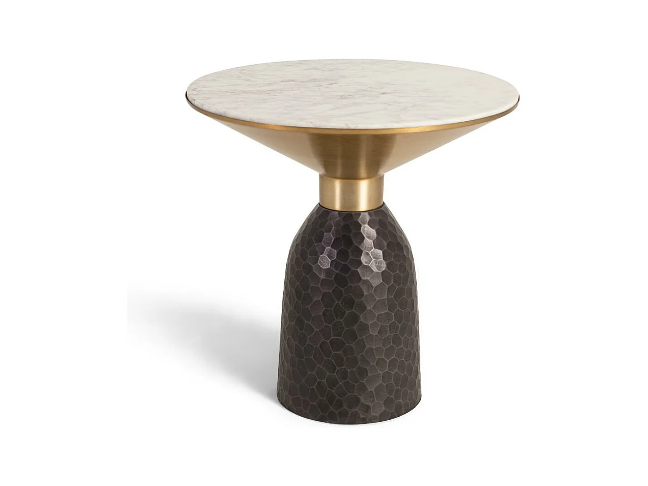 Table basse marbre blanc et métal noir