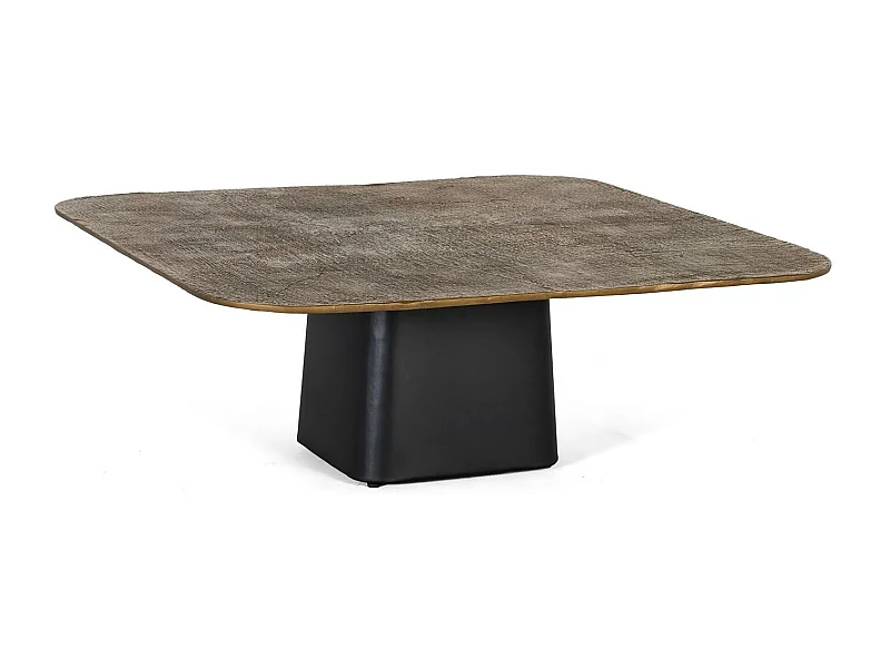 Table centrale avec base en fer et plateau en aluminium