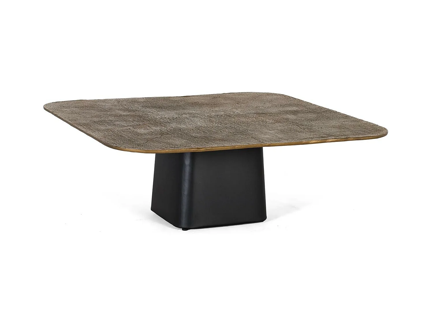 Table centrale avec base en fer et plateau en aluminium