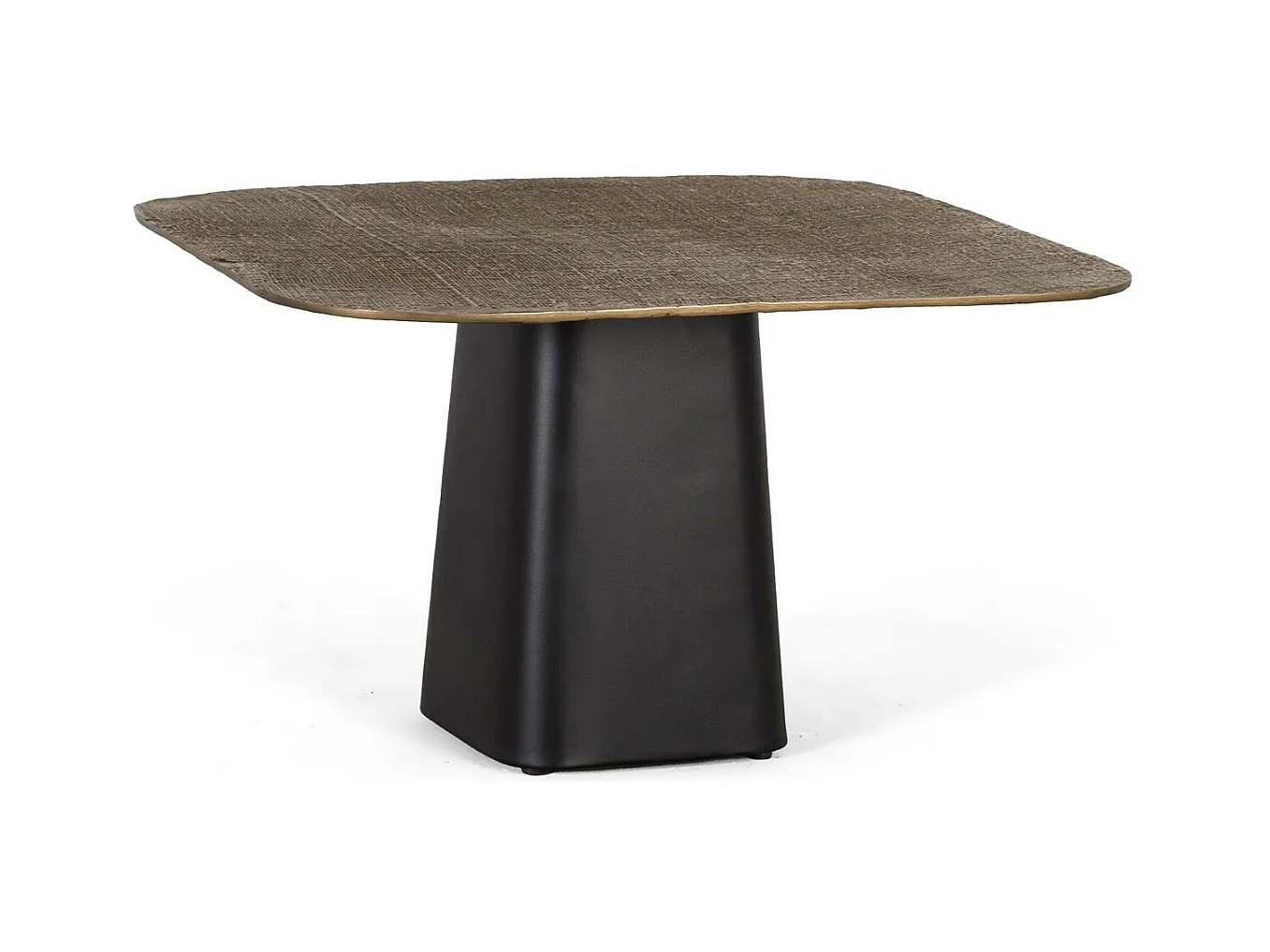 Table basse avec base en fer et plateau en aluminium