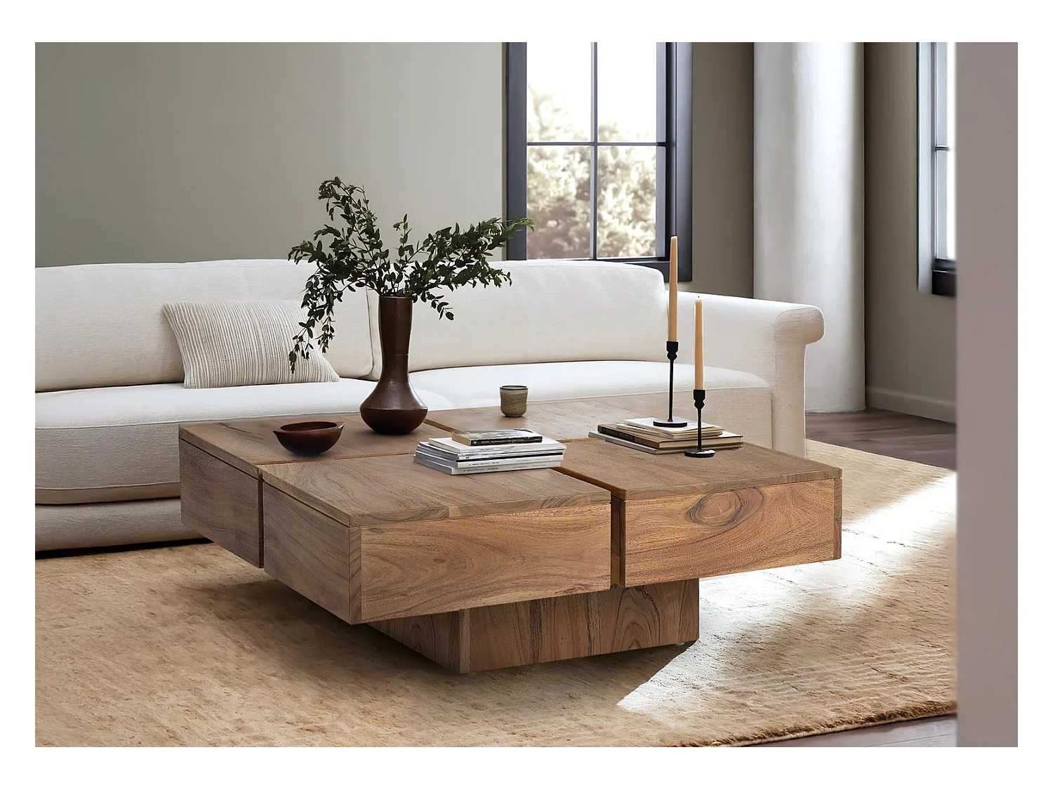 Table basse en bois d'acacia