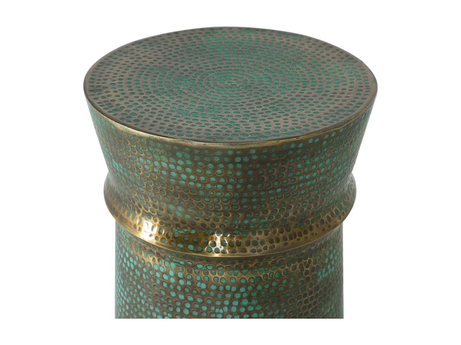 Stary, zielony, żelazny stolik boczny