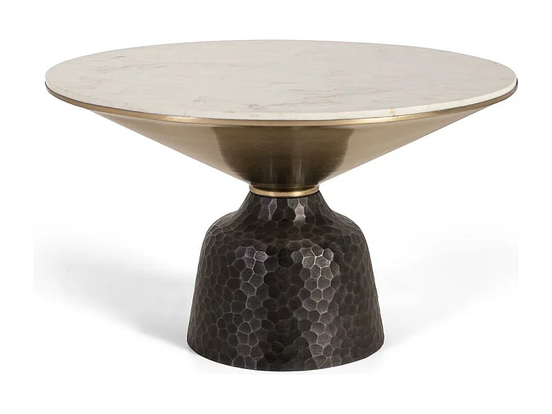 Couchtisch aus weißem Marmor und schwarzem Metall