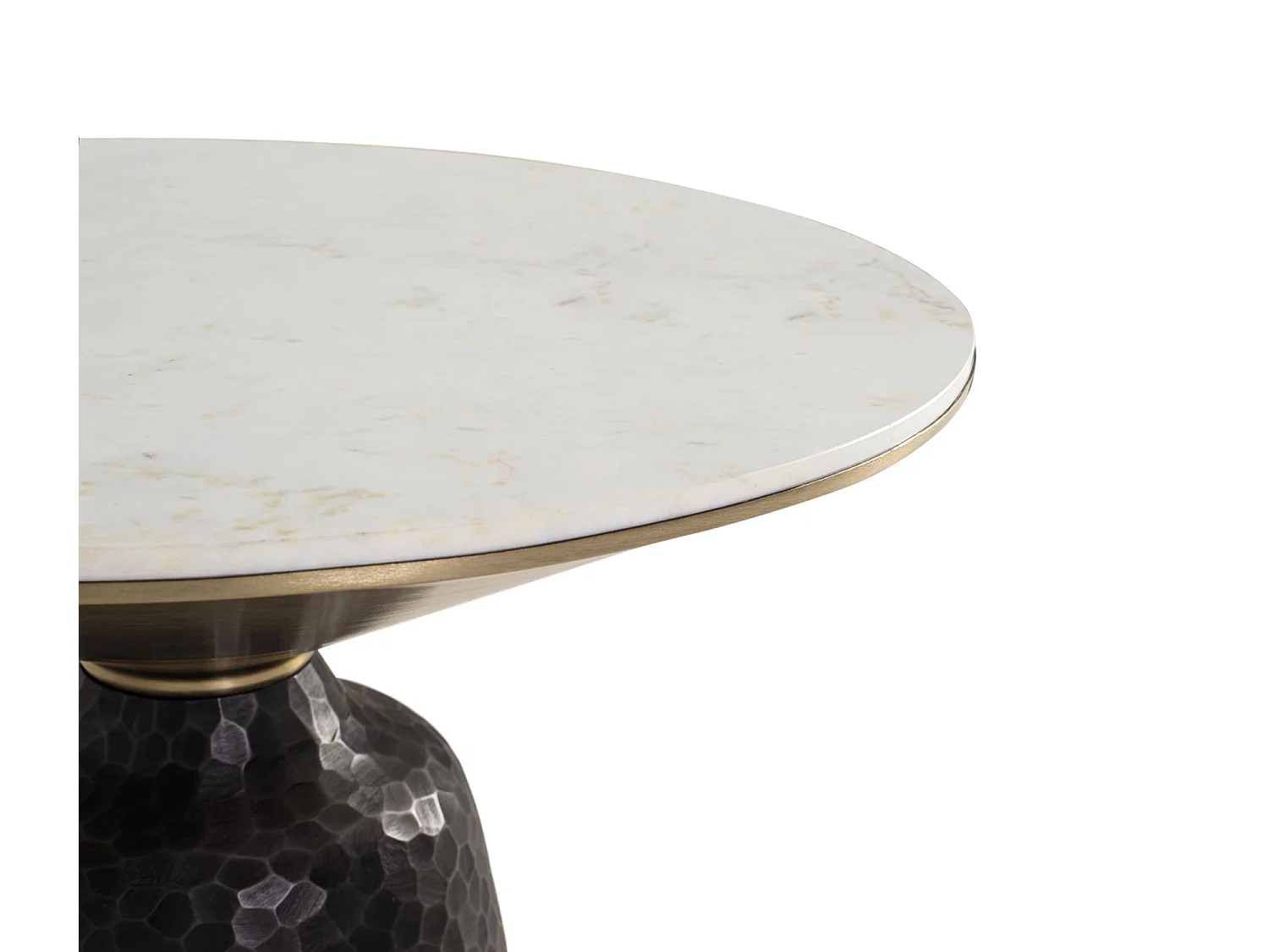 Couchtisch aus weißem Marmor und schwarzem Metall