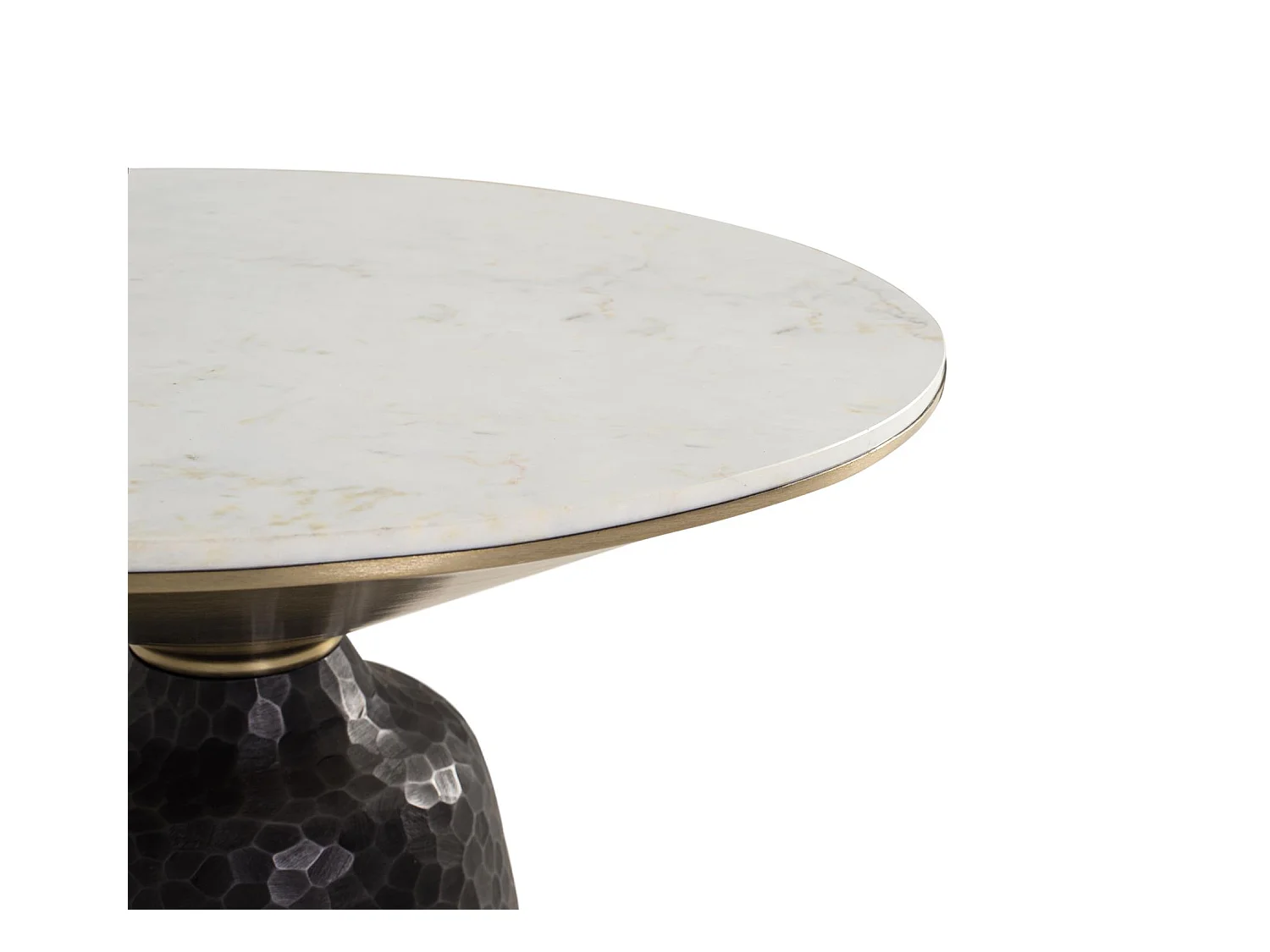 Couchtisch aus weißem Marmor und schwarzem Metall