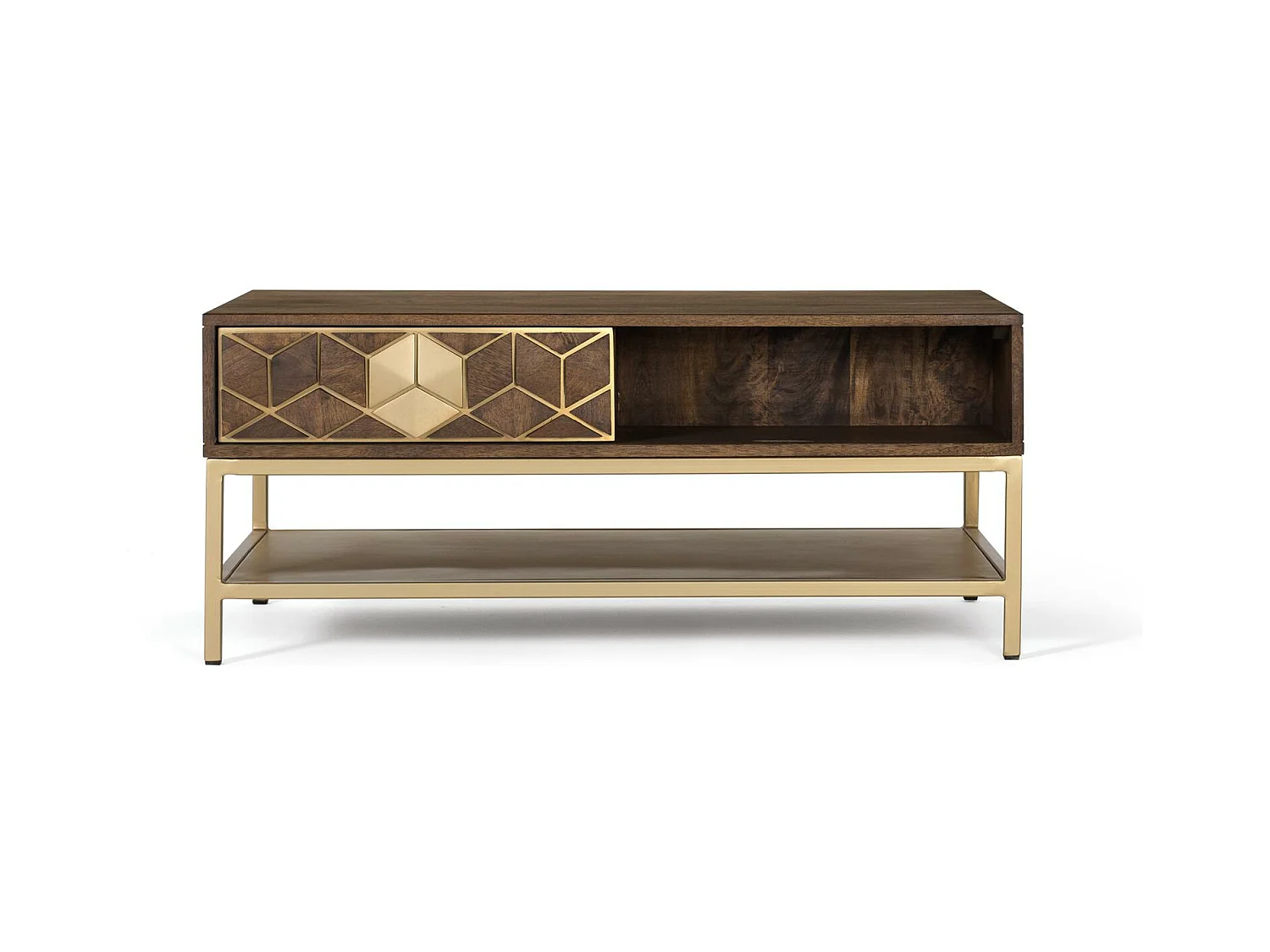 Table basse en bois manguier et métal