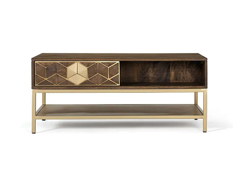 Tavolino in legno di mango e metallo