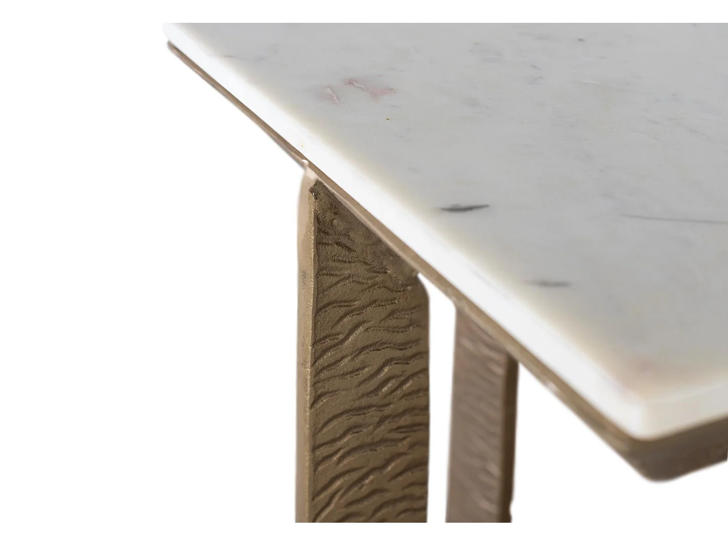 Table d'angle avec base en métal et plateau en marbre