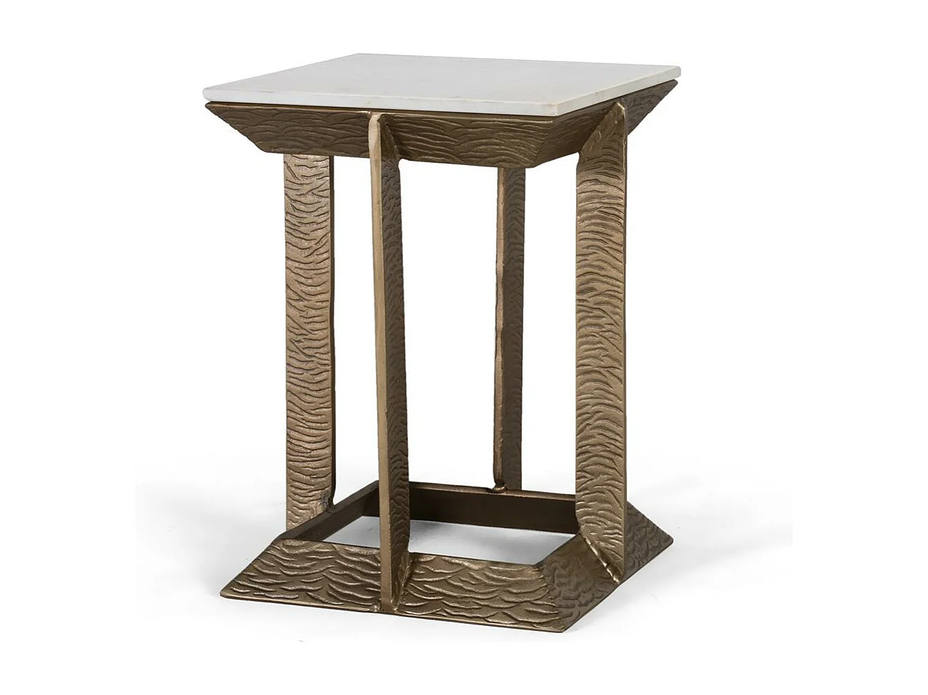 Table d'angle avec base en métal et plateau en marbre