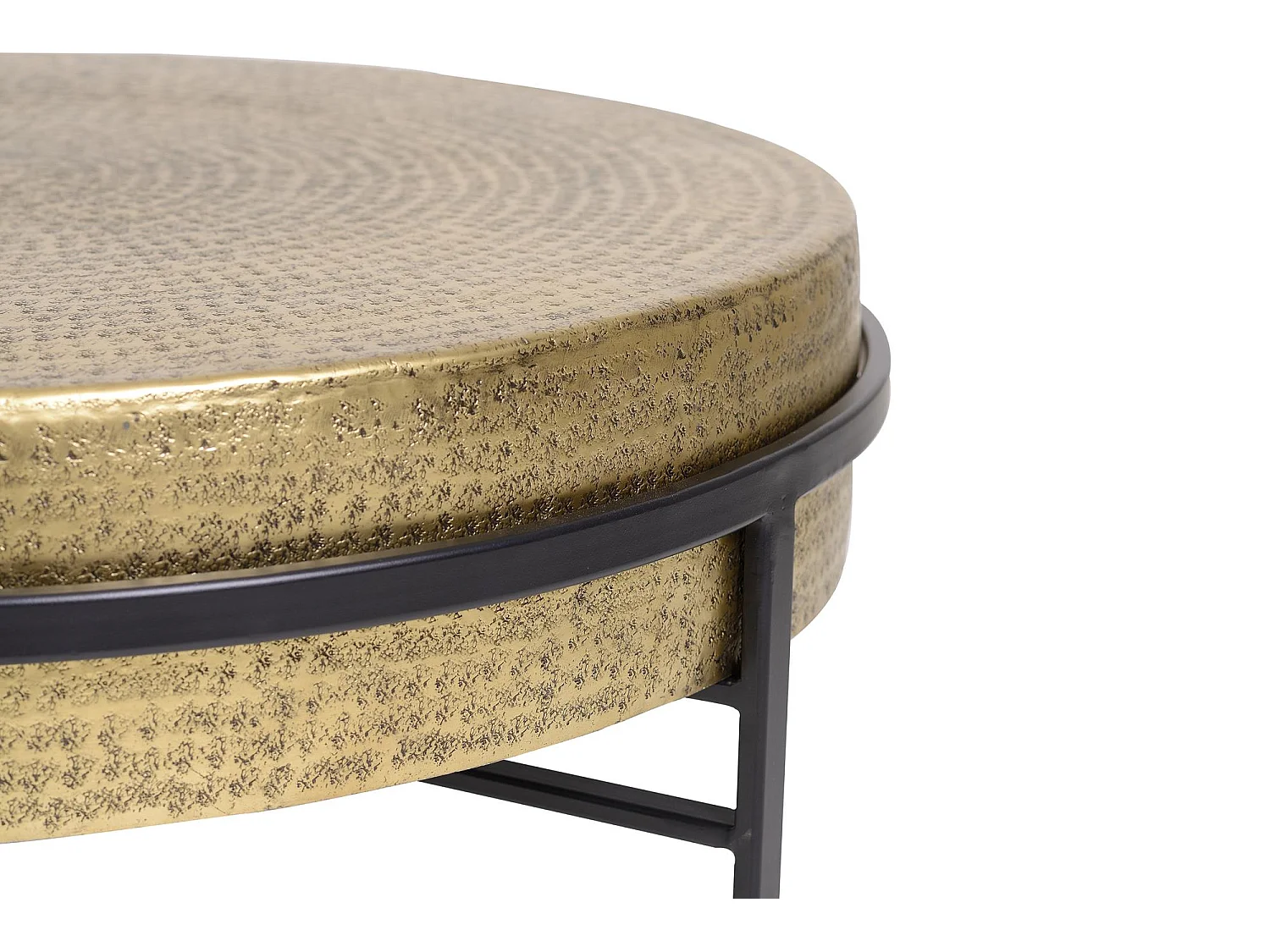 Table basse avec plateau en bronze et pieds en métal noir