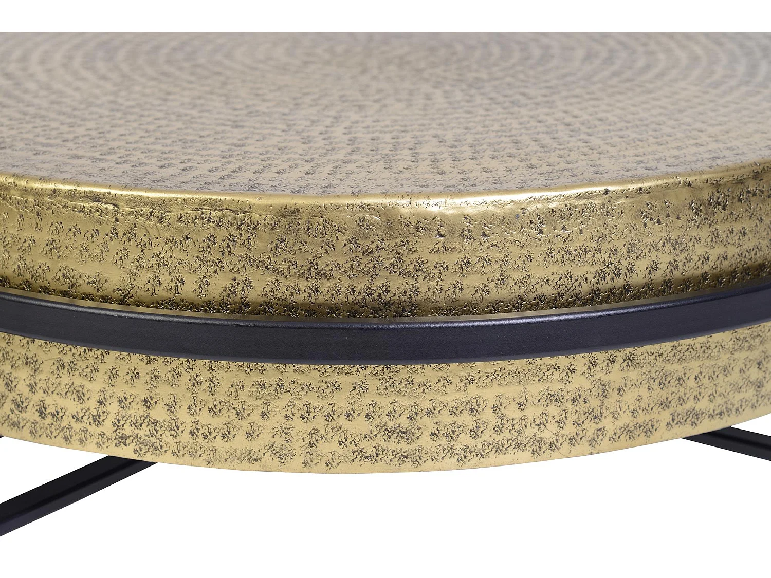 Table basse avec plateau en bronze et pieds en métal noir