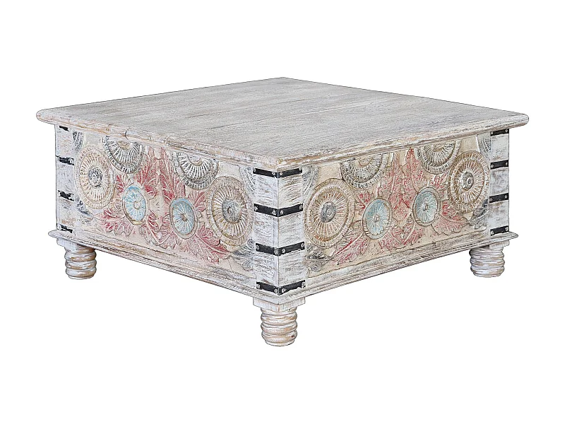 Table basse en manguier multicolore