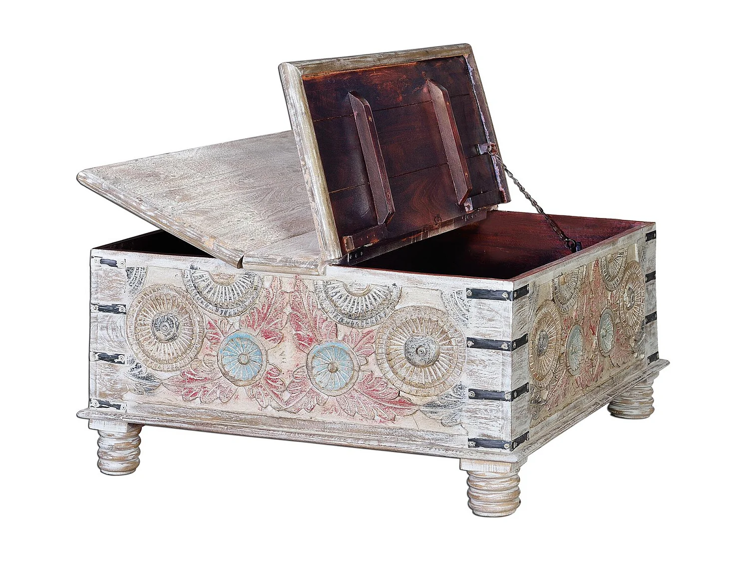 Table basse en manguier multicolore