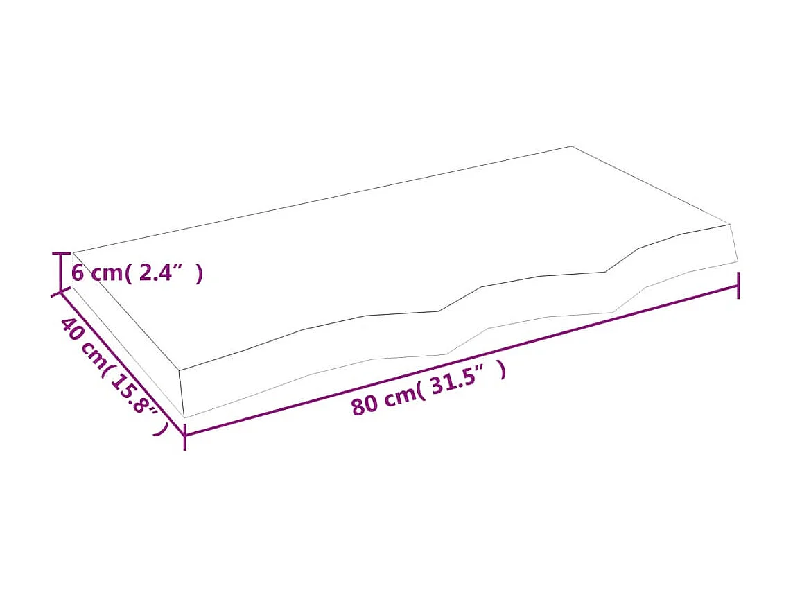 Wandregal 80x40x(2-6) cm Massivholz Eiche Unbehandelt