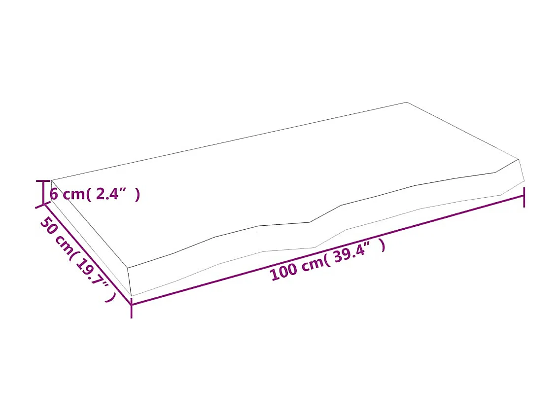 Wandregal 100x50x(2-6) cm Massivholz Eiche Unbehandelt