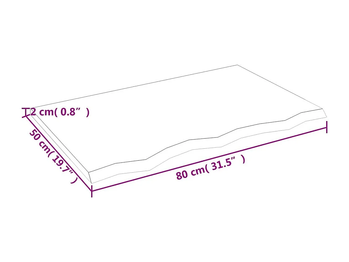 Wandregal 80x50x2 cm Massivholz Eiche Unbehandelt