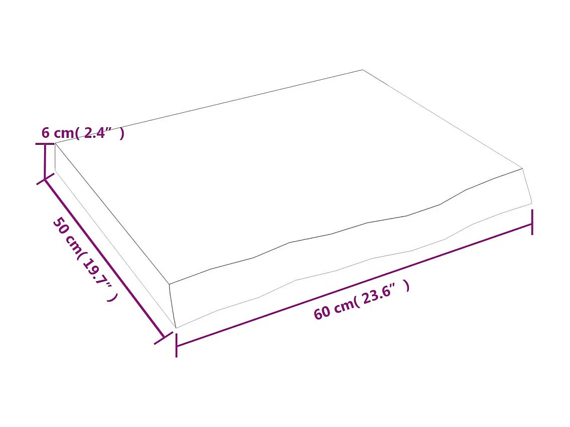 Ripiano a Parete 60x50x(2-6) cm Massello Rovere Non Trattato