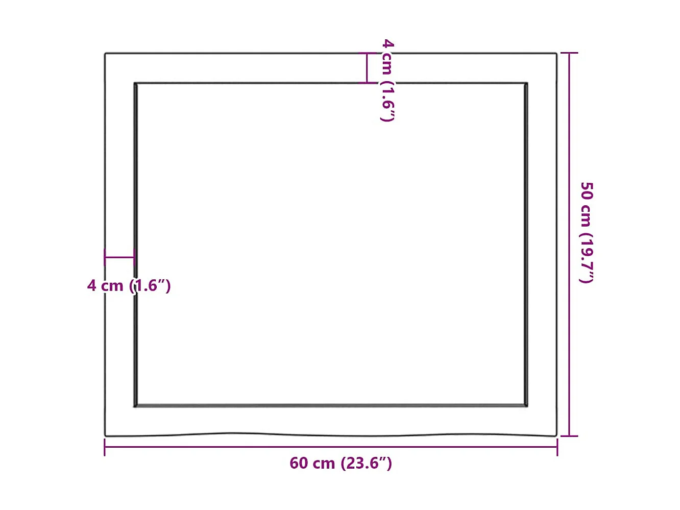 Ripiano a Parete 60x50x(2-6) cm Massello Rovere Non Trattato