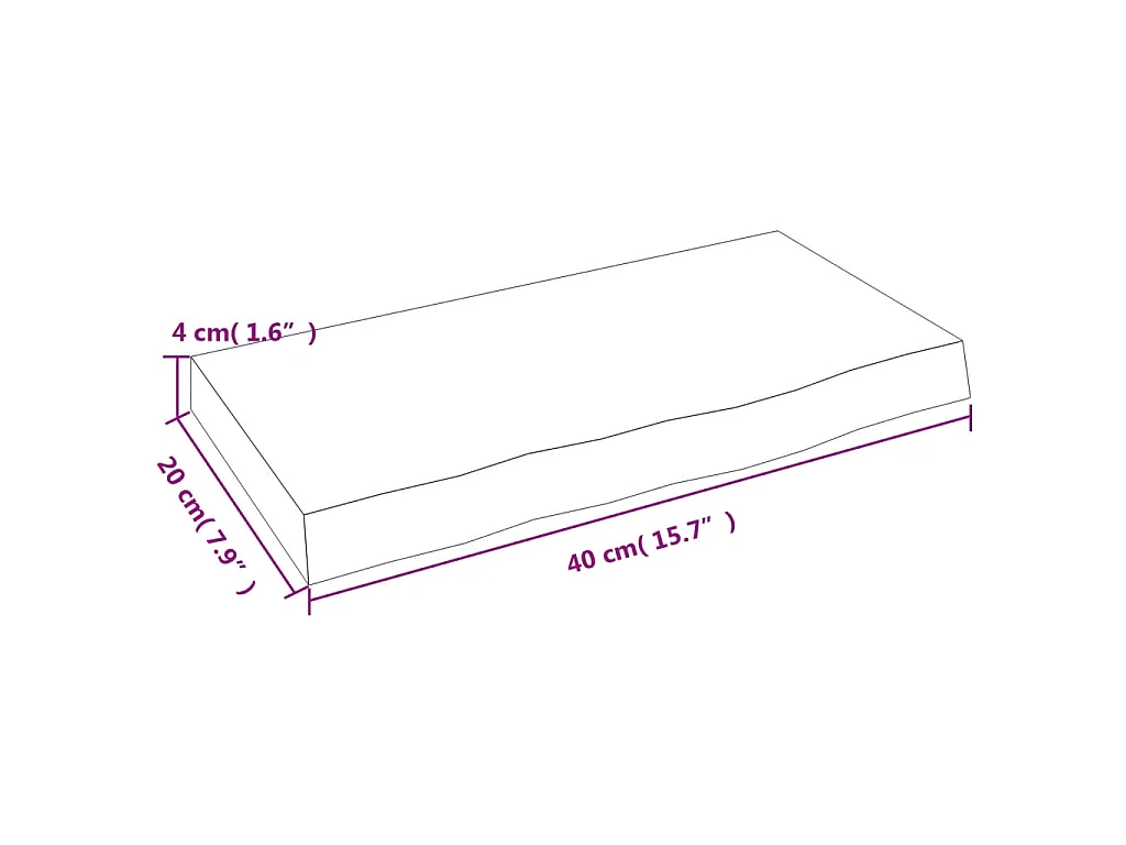 Étagère murale marron clair 40x20x4 cm bois chêne massif traité