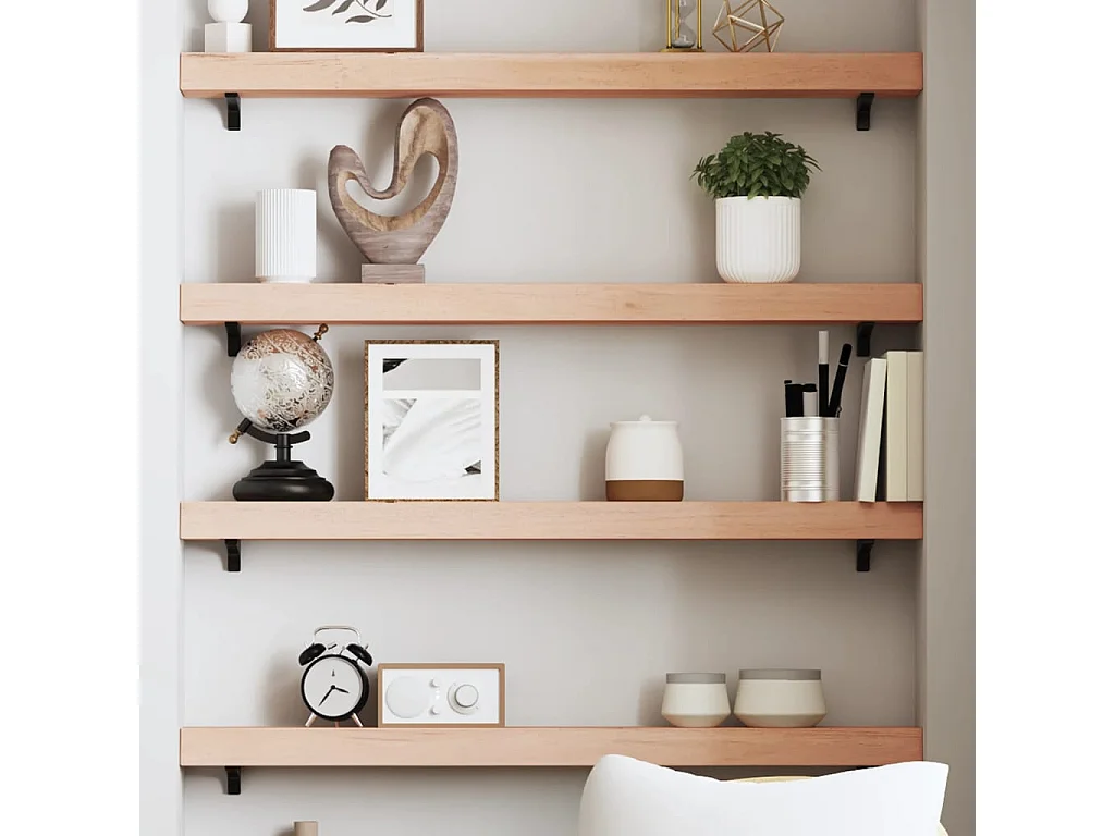 Wandregal 80x10x6 cm Massivholz Eiche Unbehandelt