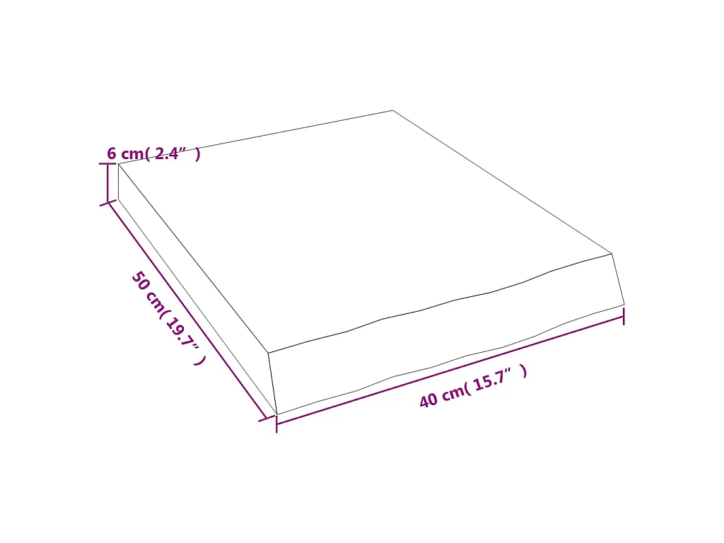 Ripiano a Parete 40x50x(2-6) cm Massello Rovere Non Trattato